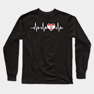 French Polynesia Heartbeat Flag Tourist Long Sleeve T-Shirt